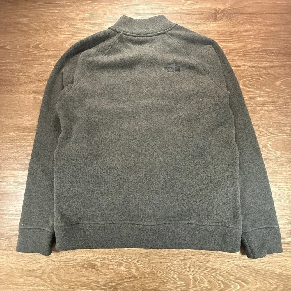 The North Face Jacket Men's L Green Full Zip Fleece Sweater Knit Coat Outdoor